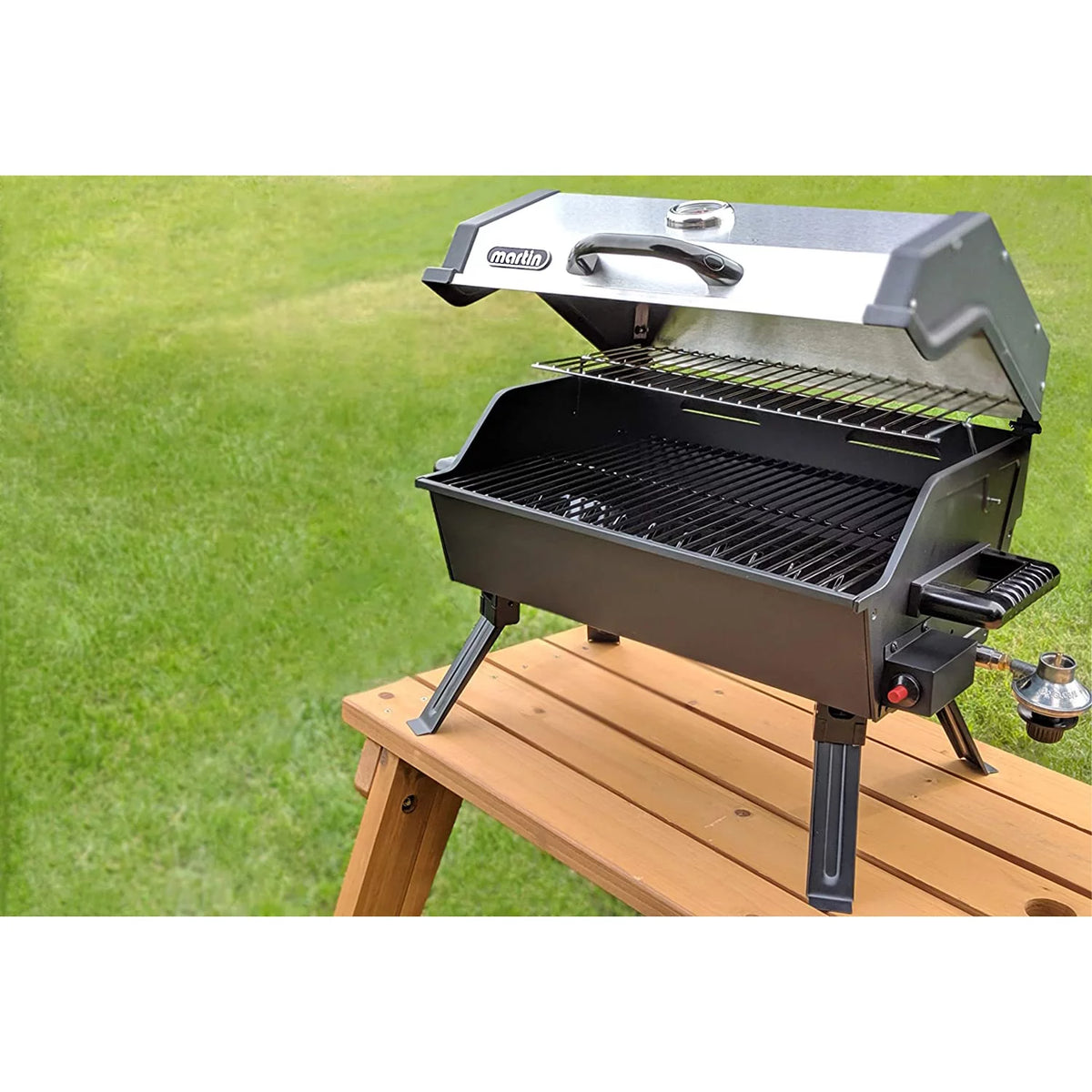 14,000 BTU Portable Propane Gas Grill with Grease Pan T342