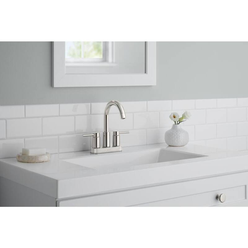 4 in. Centerset Double Handle High-Arc Bathroom Faucet in Polished Nickel N6024