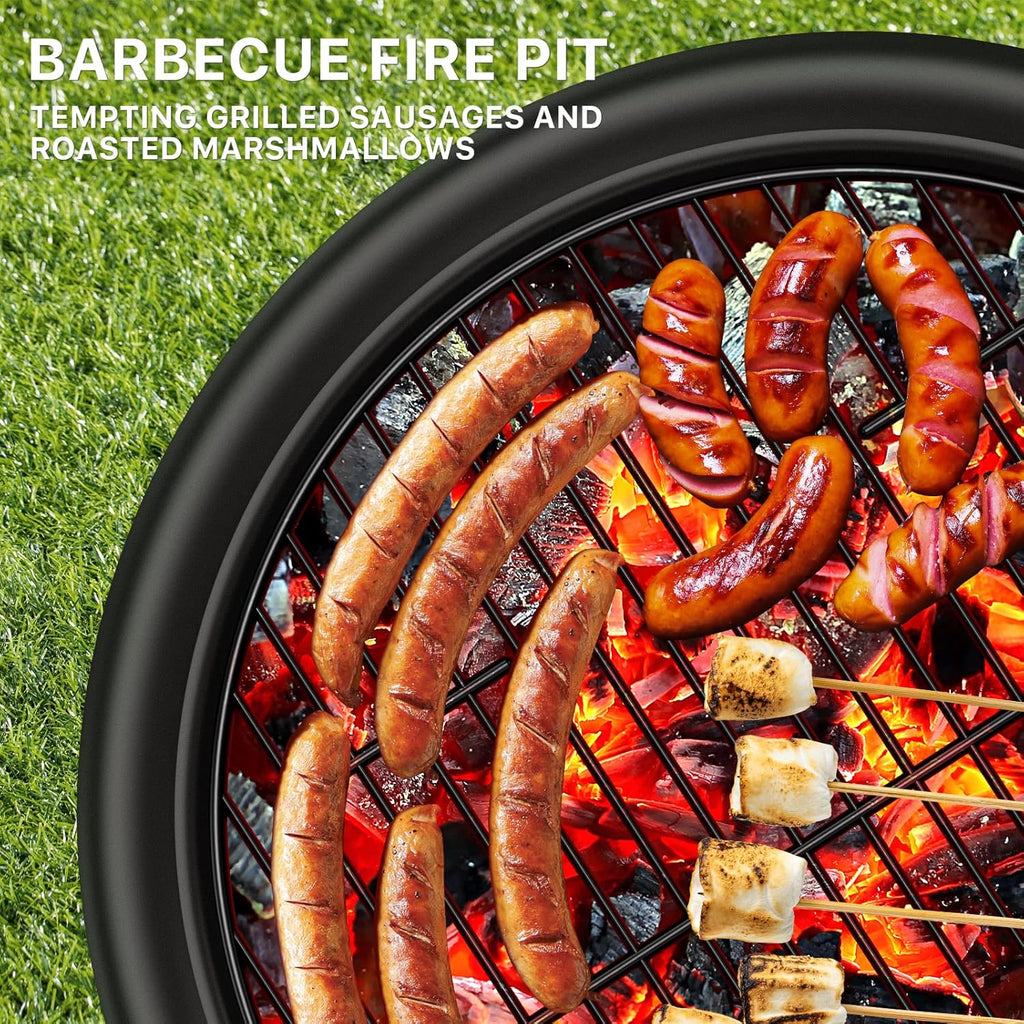 22in Cast Iron Wood Burning Fire Pit with Cooking Grill Q53247