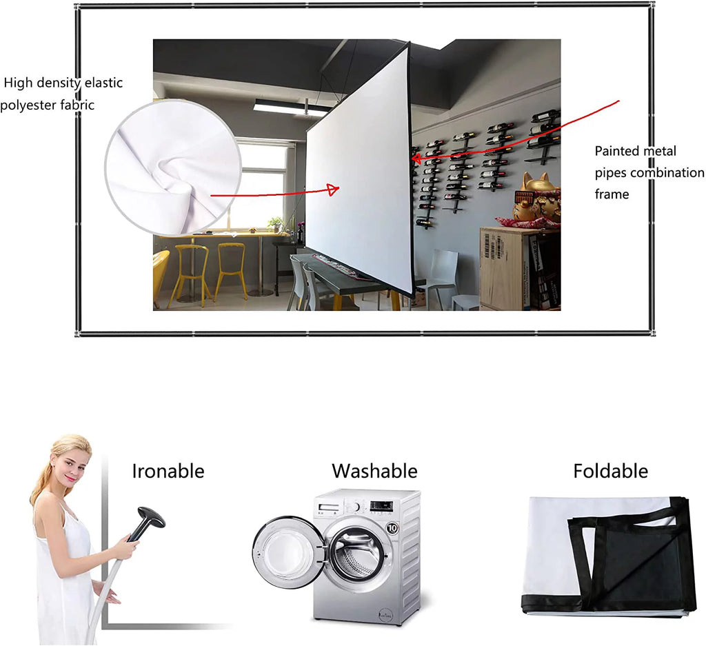 Foldable Projector Screen 120 inch 16:9 HD 4K Anti-Crease V277239