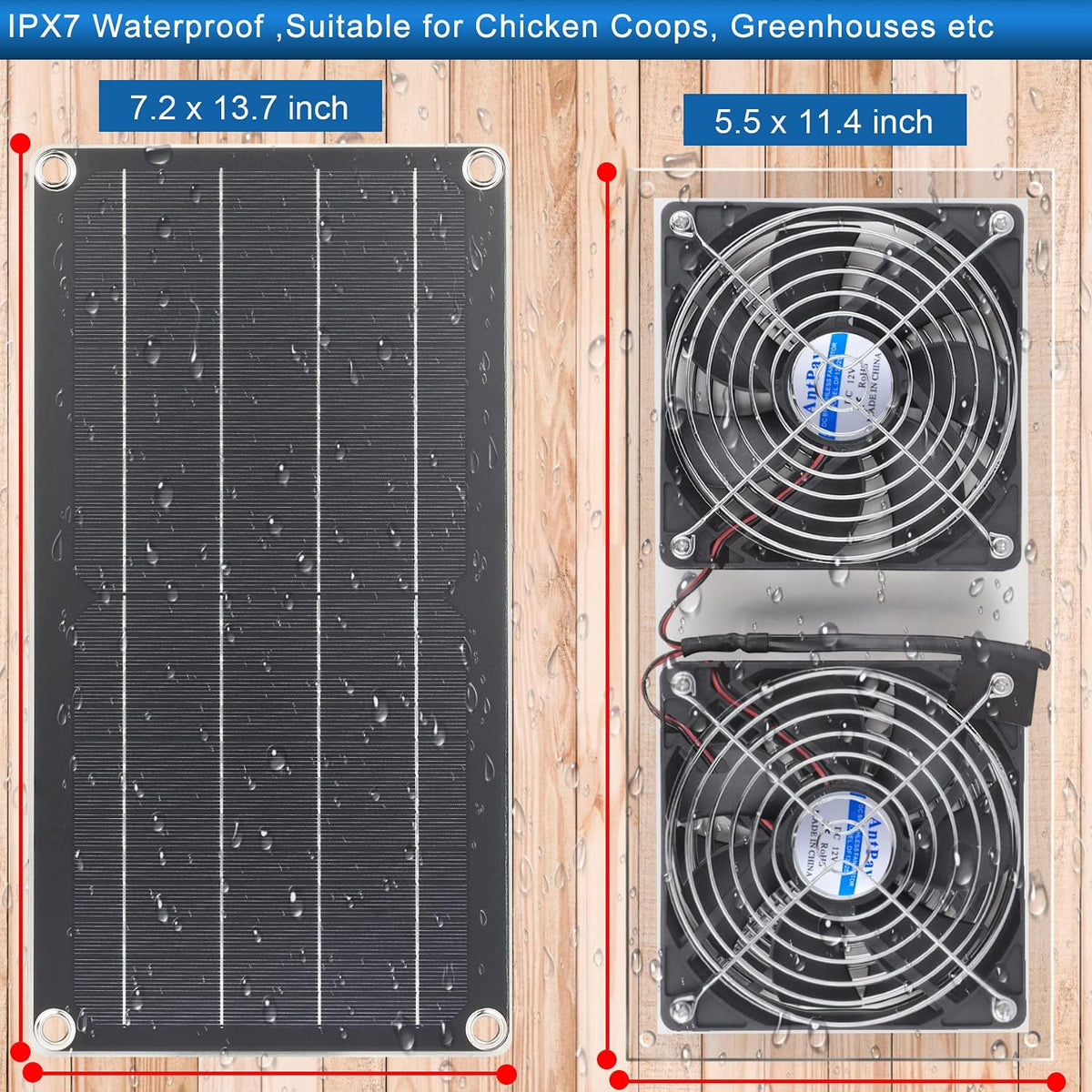10W Weatherproof Dual Fan Solar Panel Fan Kit L3869
