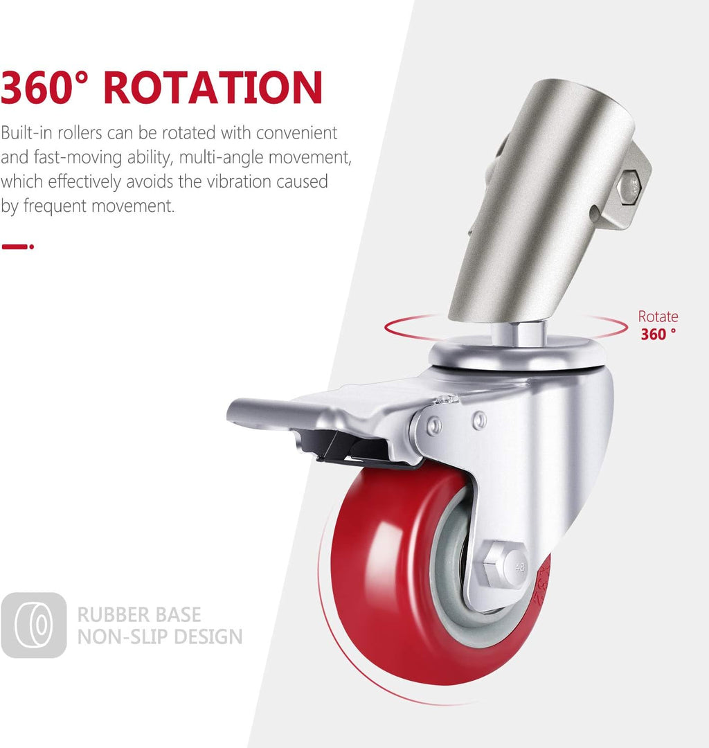 3 Packs Swivel Caster Wheels Set with 75mm Diameter Metal Construction Q740