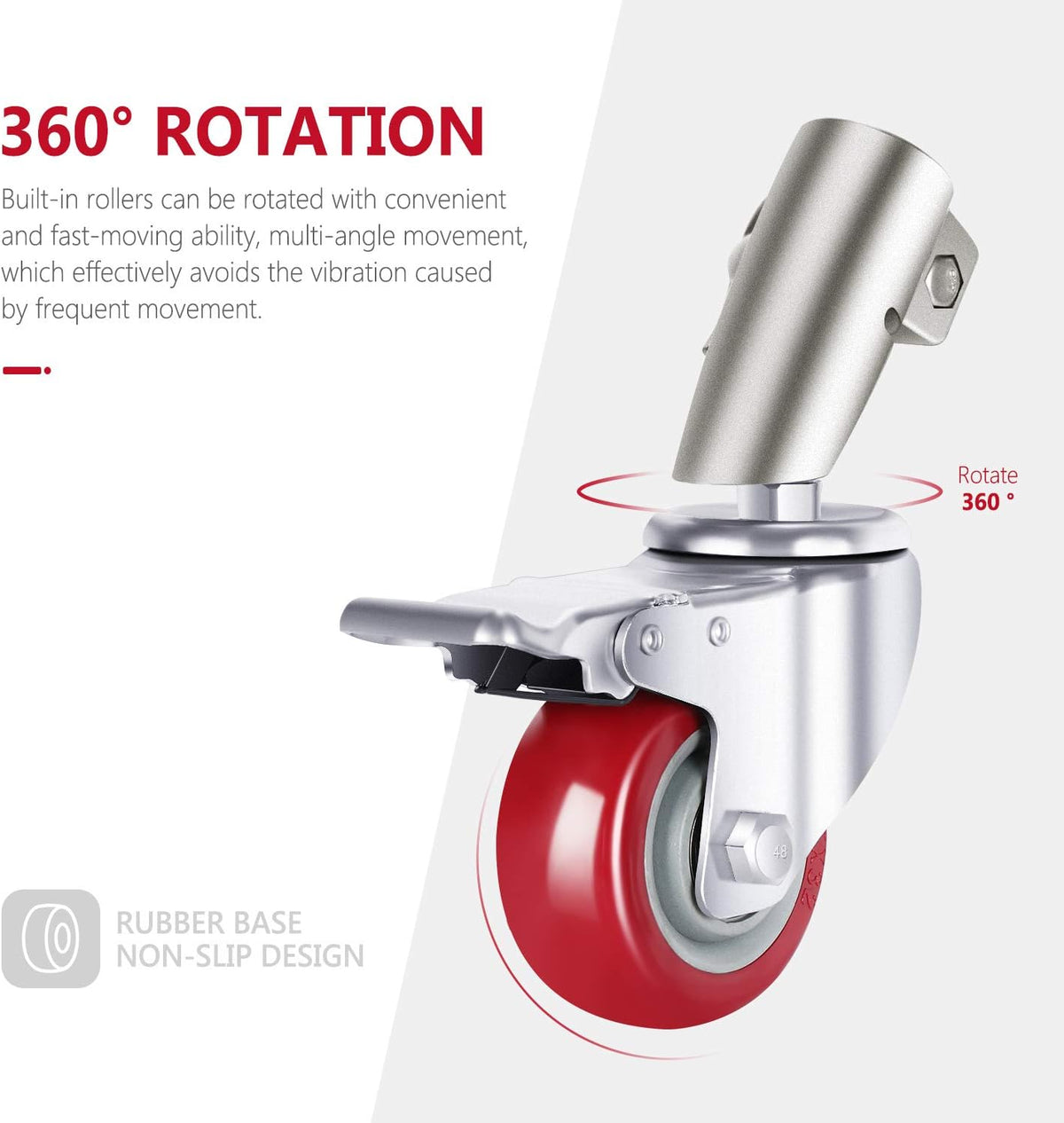 3 Packs Swivel Caster Wheels Set with 75mm Diameter Metal Construction Q740
