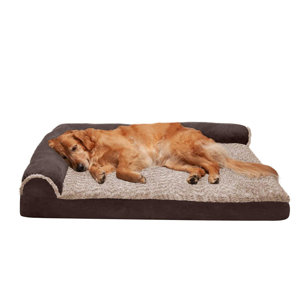 Two-Tone Faux Fur Suede Chaise Lounge Dog Bed L768