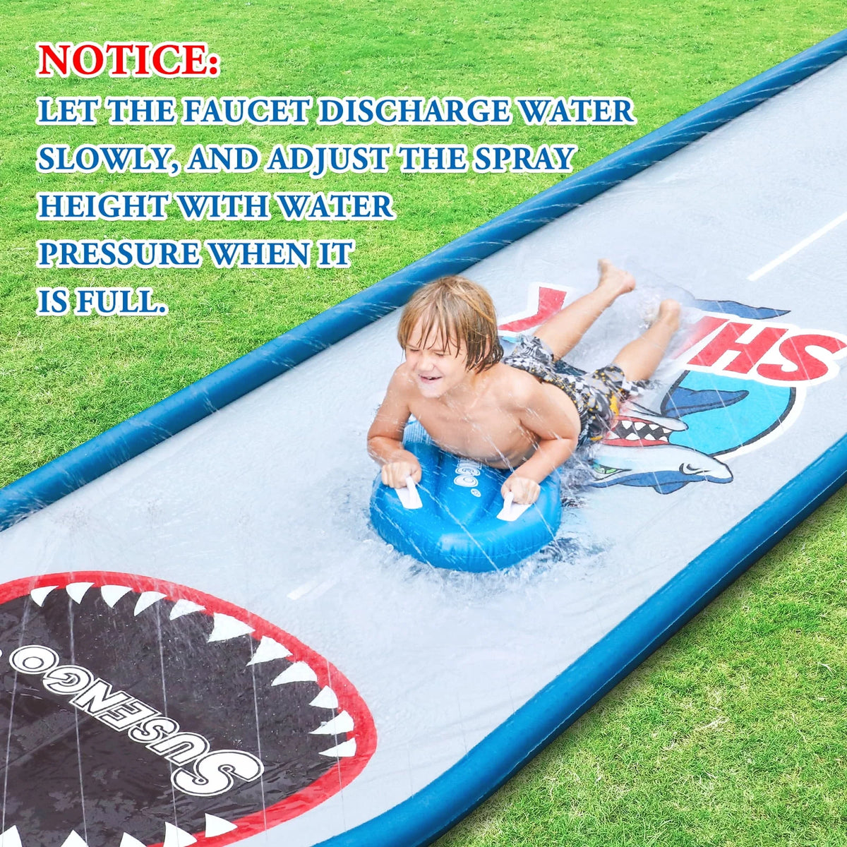 Inflatable Lawn Water Slide with 2 Bodyboards, 15.7x4.3ft X230