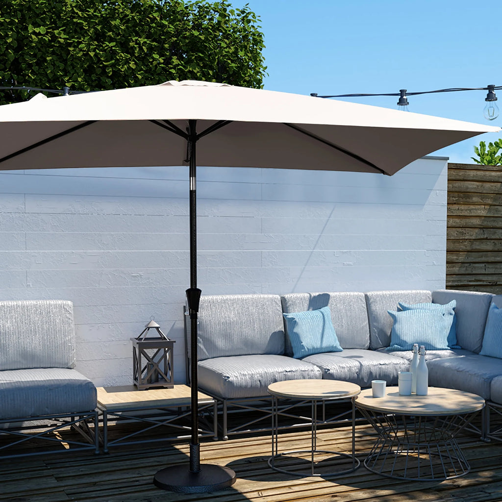 6.5' x 10' Rectangular Beige Patio Umbrella J7604