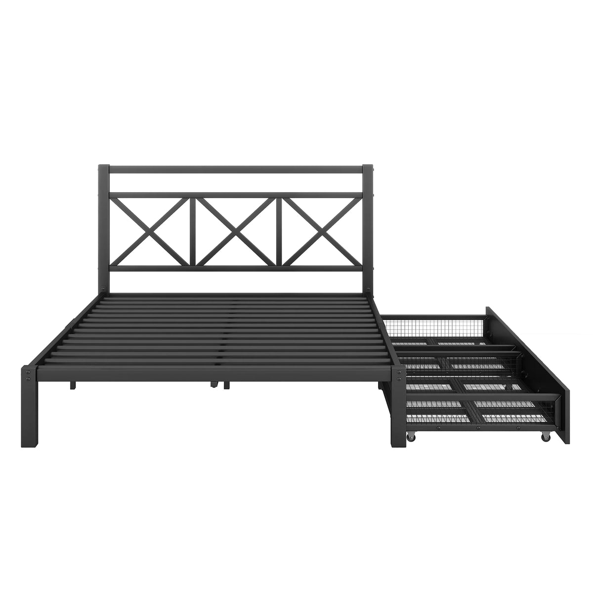 Metal Twin Size Platform Bed with Two Drawers Z241642