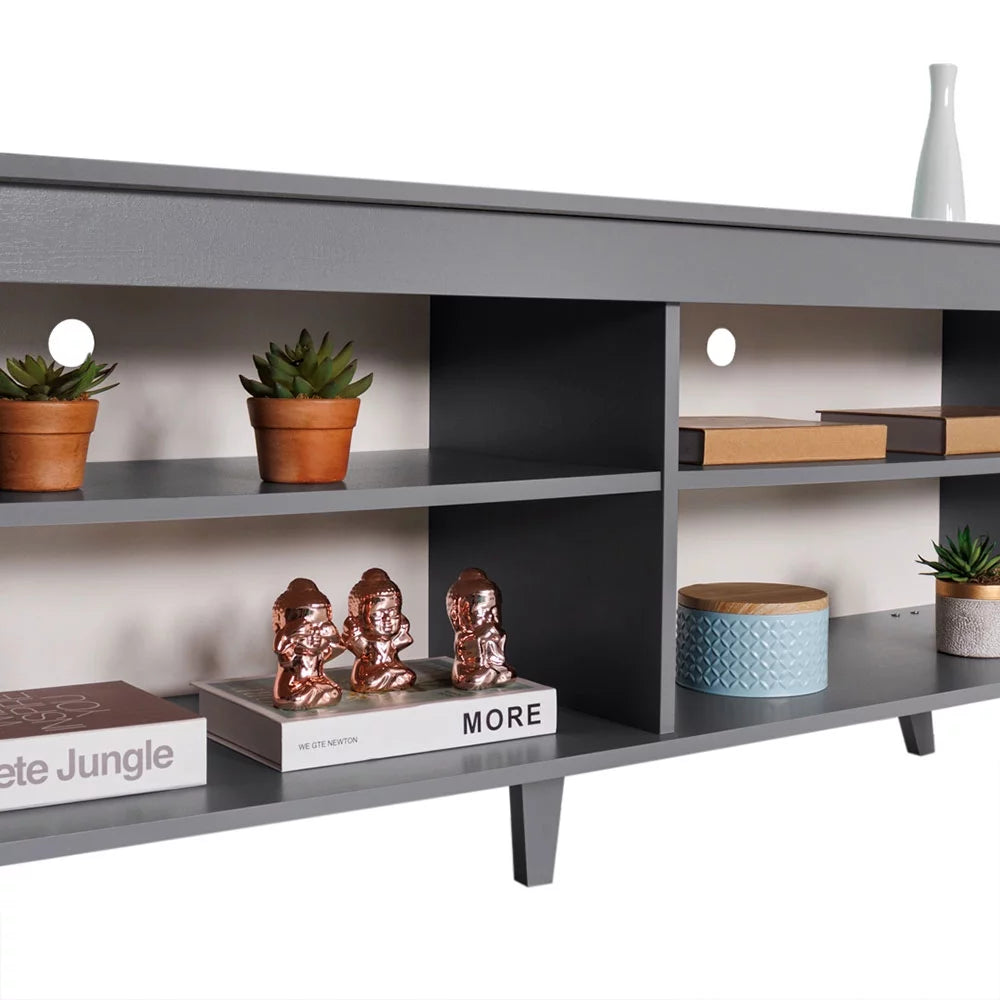 Black TV Stand with Storage Shelves H1503
