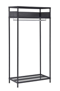 Black Wire Mesh Garment Rack with Ledge U521