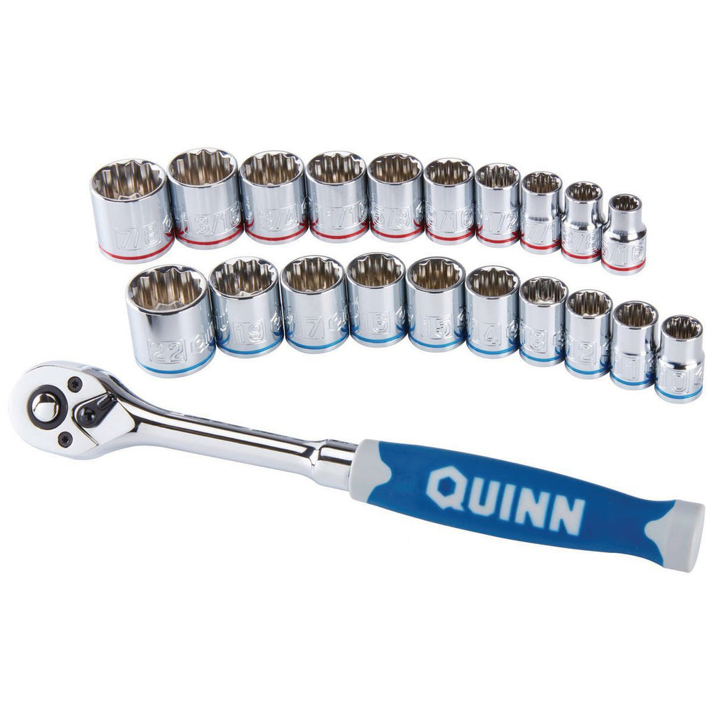 3/8 in. Drive SAE and Metric Chrome Socket and Ratchet Set, 21-Piece T8184