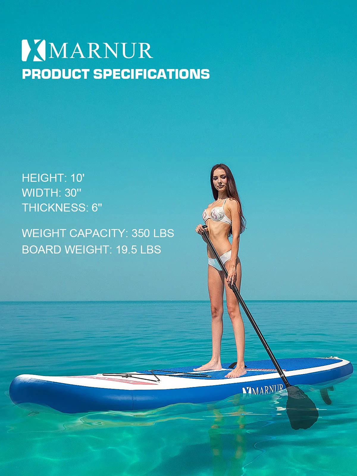 Inflatable Paddle Board with Non-Slip Deck and Pump Y380382