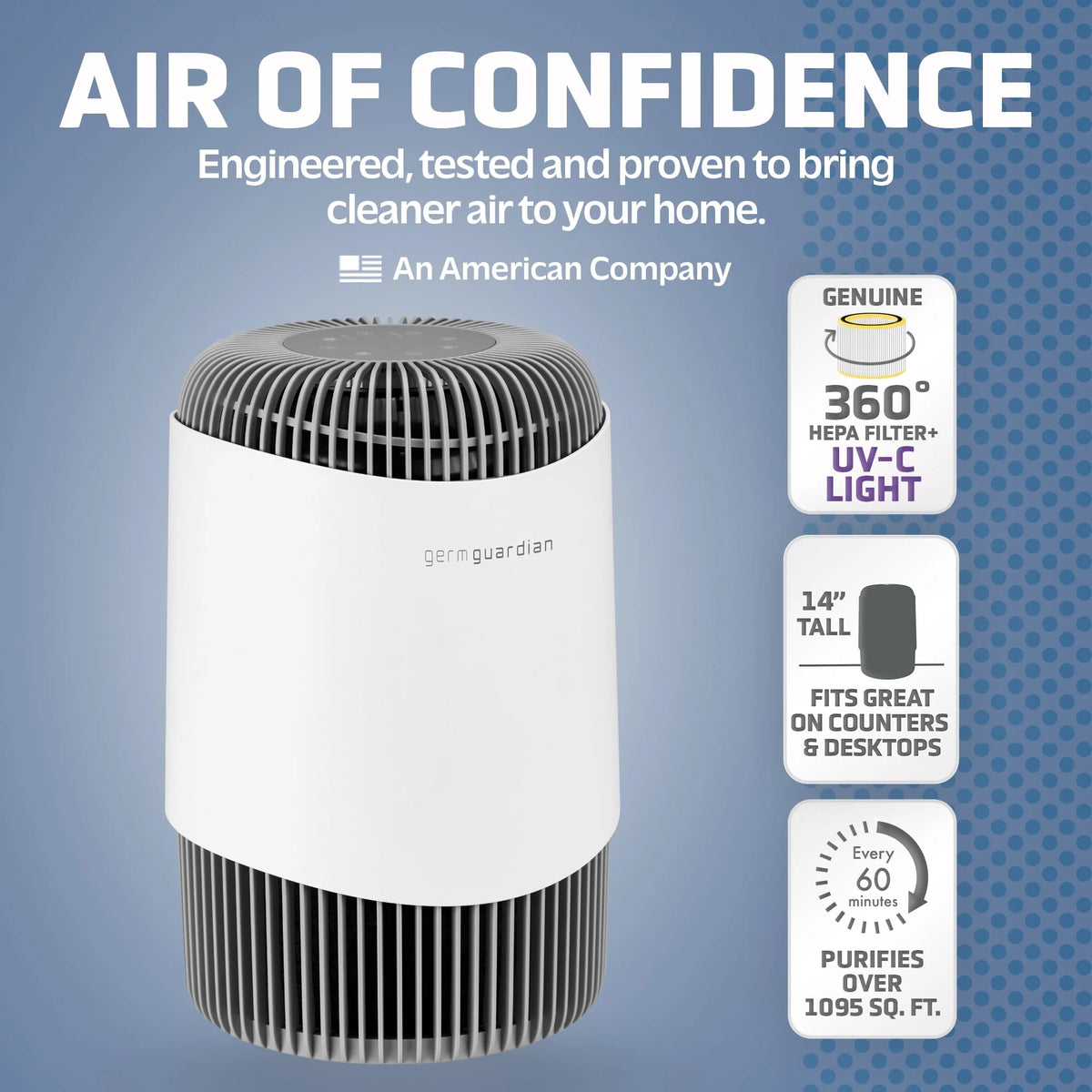 Air Purifier with HEPA Filter, UV-C, 1095 Sq. ft. V123