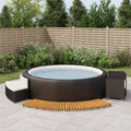 Black Poly Rattan and Solid Wood Acacia Spa Surround C1142