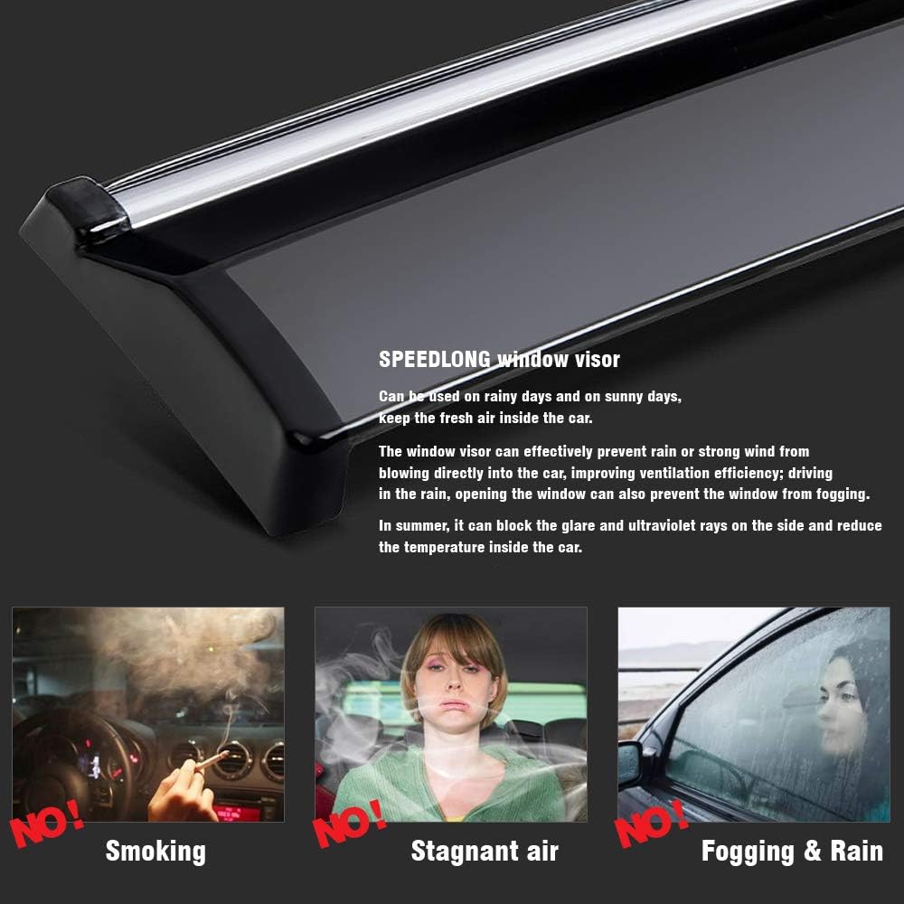 Car Window Visor Vent Shade Deflector Sun Rain Guards E517