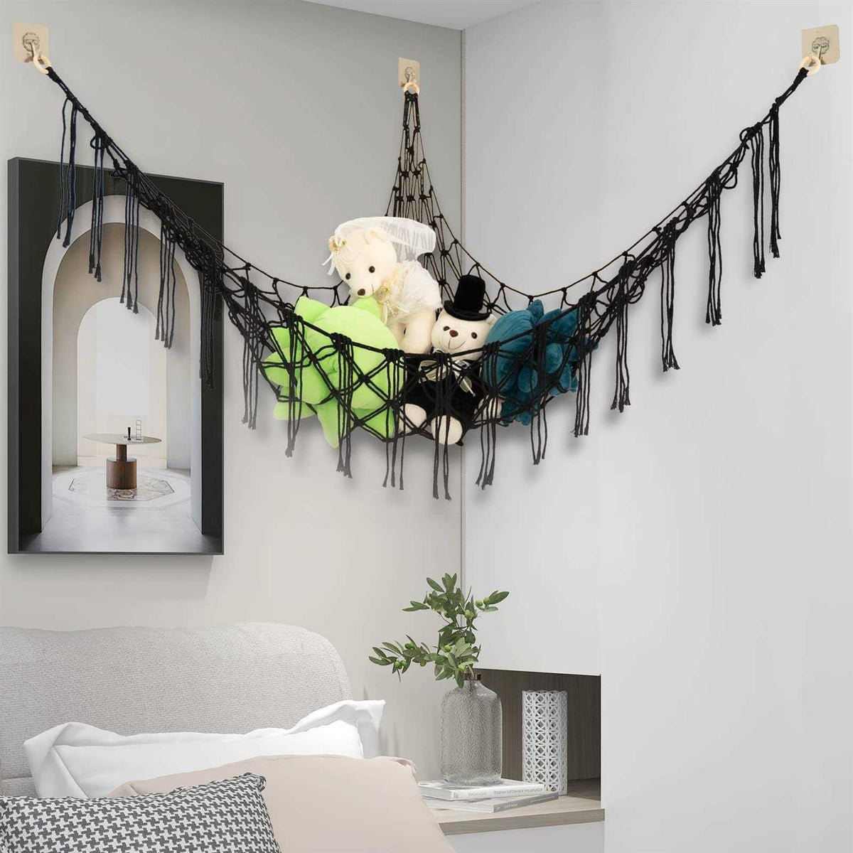 Large Toy Hammock Macrame Stuffed Animal Storage K5096