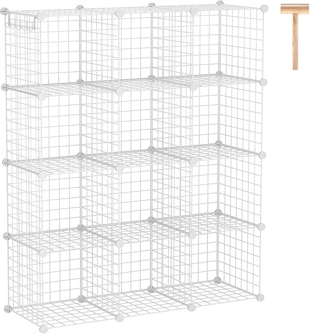 White 12-Cube Wire Cube Storage Organizer D1149