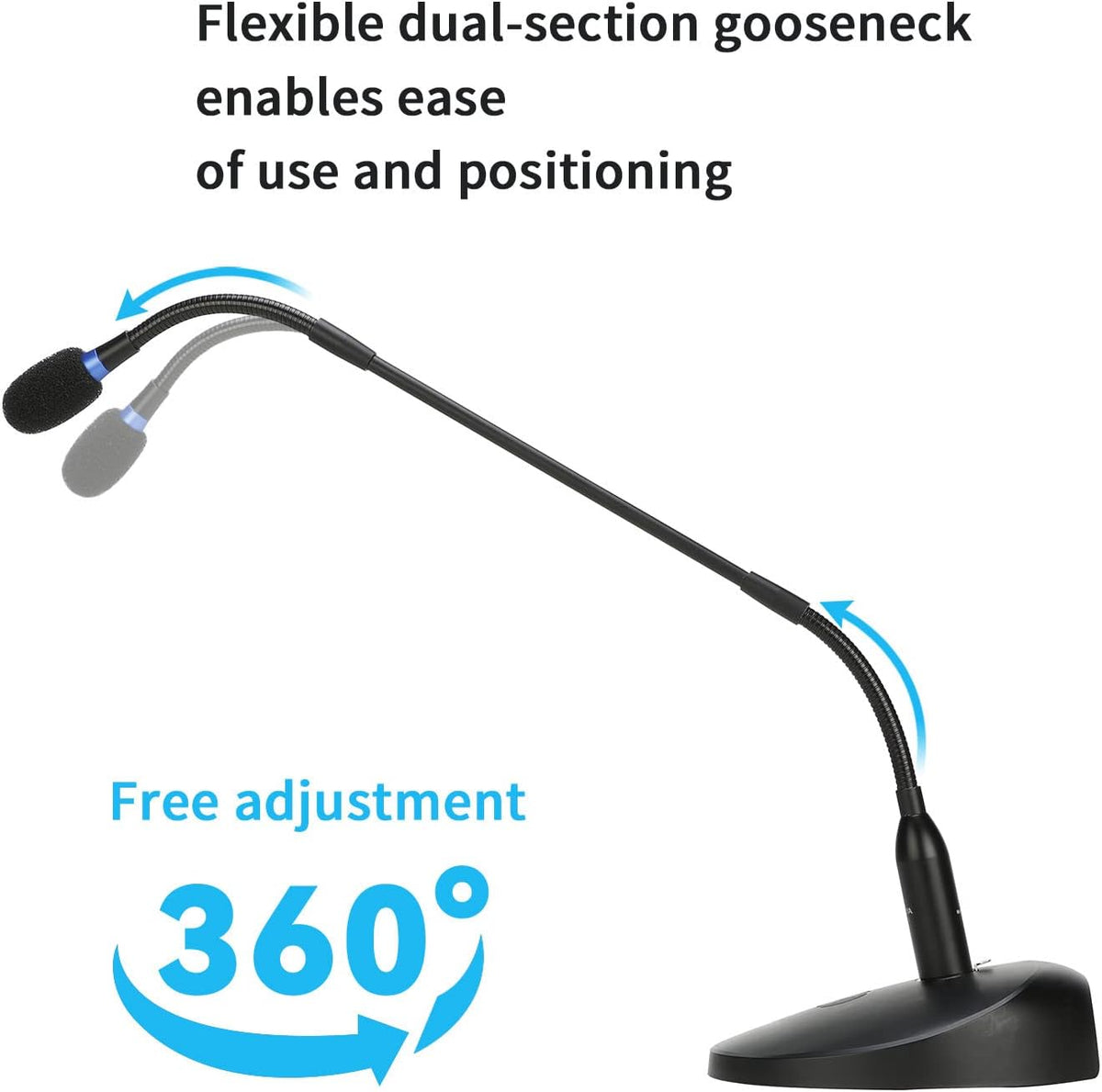 Desktop Gooseneck Condenser Microphone with Base LED Indicator W4348