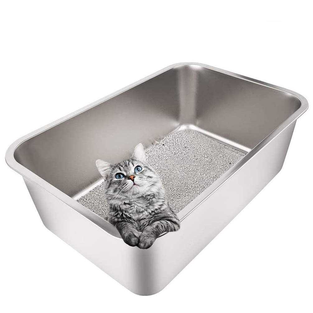 Stainless Steel Litter Box with High Sides P12256