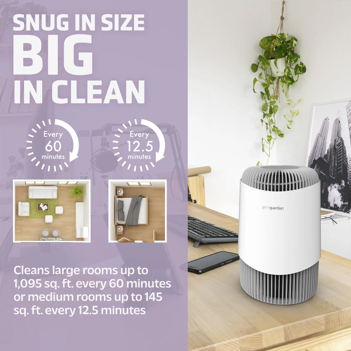 Air Purifier with HEPA Filter, UV-C, 1095 Sq. ft. V123