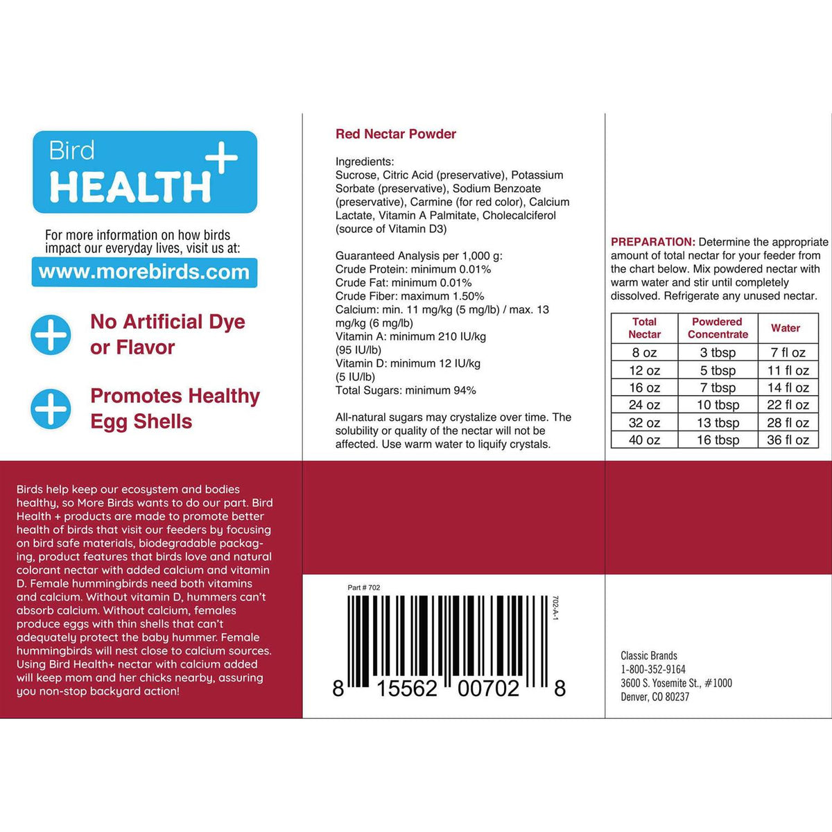 Hummingbird Nectar Powder Concentrate M52568