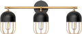 Black and Gold 3-Light Bathroom Vanity Lights C7239