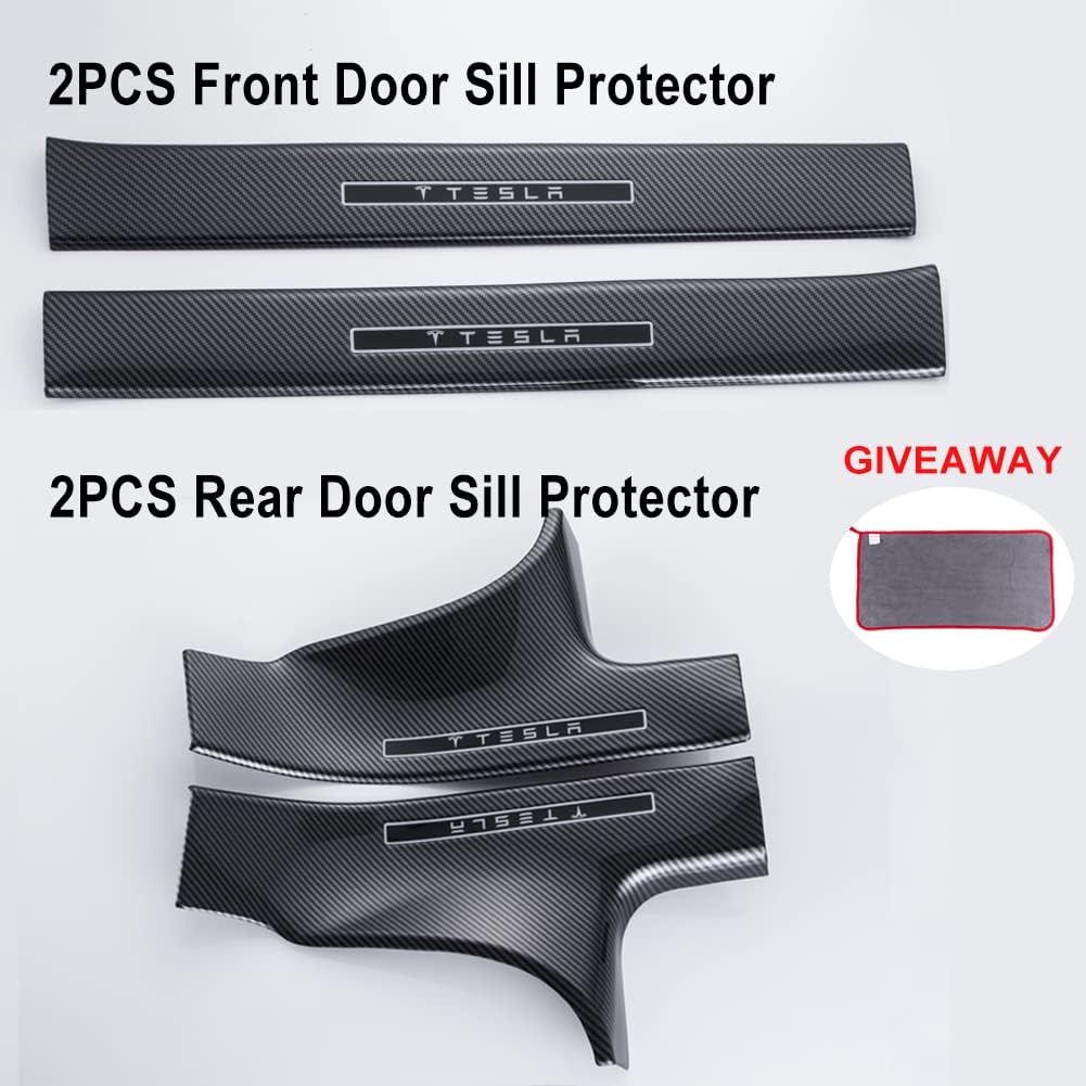 4PCS Glossy Carbon Fiber Door Sill Protector T5021