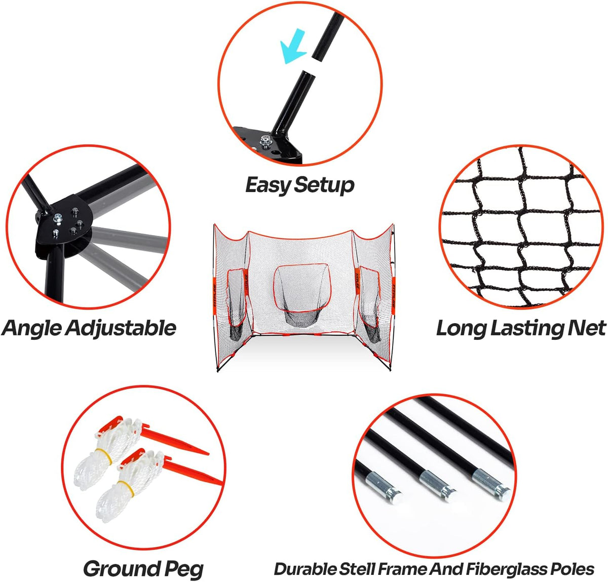 3 in 1 Baseball Softball Practice Net 7' x 7' B5301