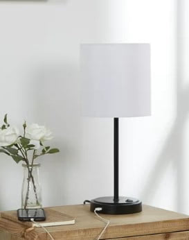 Black Metal Stick Lamp with USB Port X63985