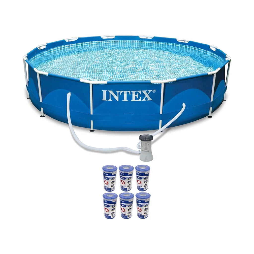 12ft x 30in Metal Frame Round Swimming Pool Set J381