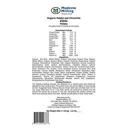 Organic Rabbit & Chinchilla Pellets 25 lbs Q245725