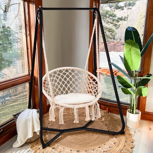 Hammock Chair with Stand, 330 lbs Capacity, Grey U9195