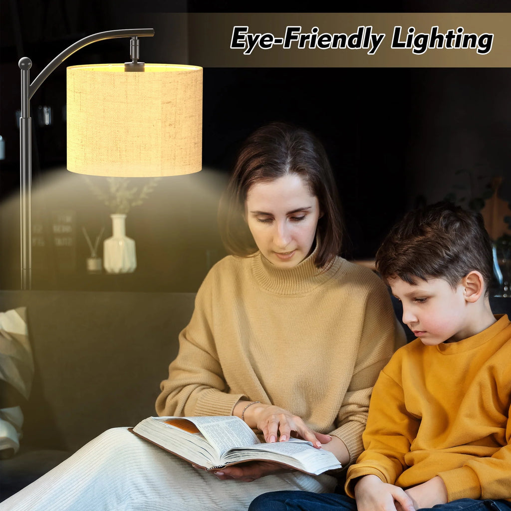 Floor Lamp with 3 Color Temperatures Linen Shade J824