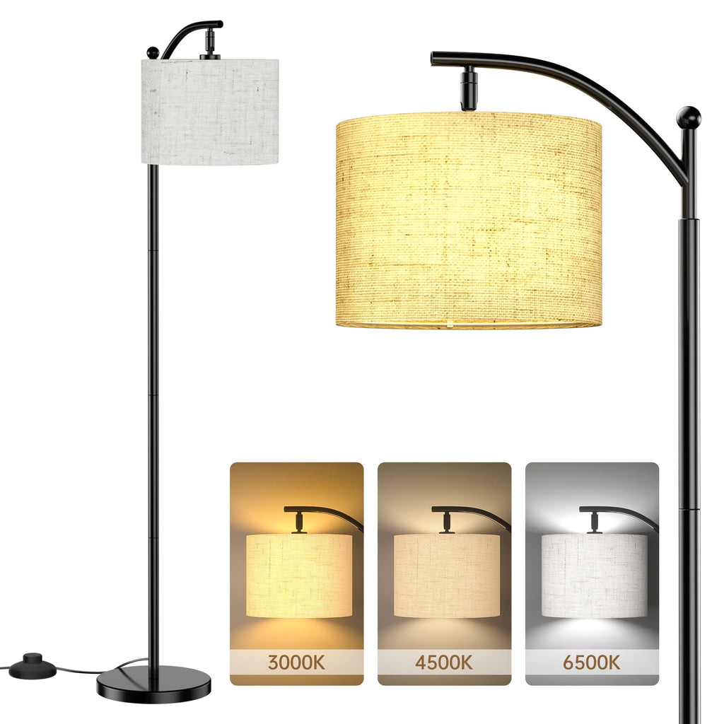 Floor Lamp with 3 Color Temperatures Linen Shade J824
