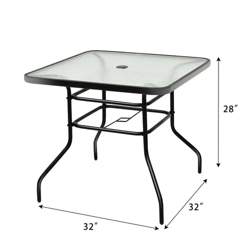 32'' Tempered Glass Steel Frame Patio Square Table I89877