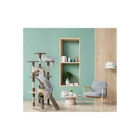 Beige Cat Tree Condo with Sisal Covered Posts Q593