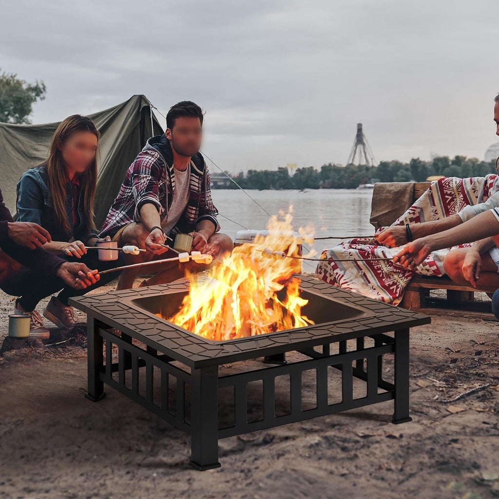 32in Square Metal Fire Pit Table P50519