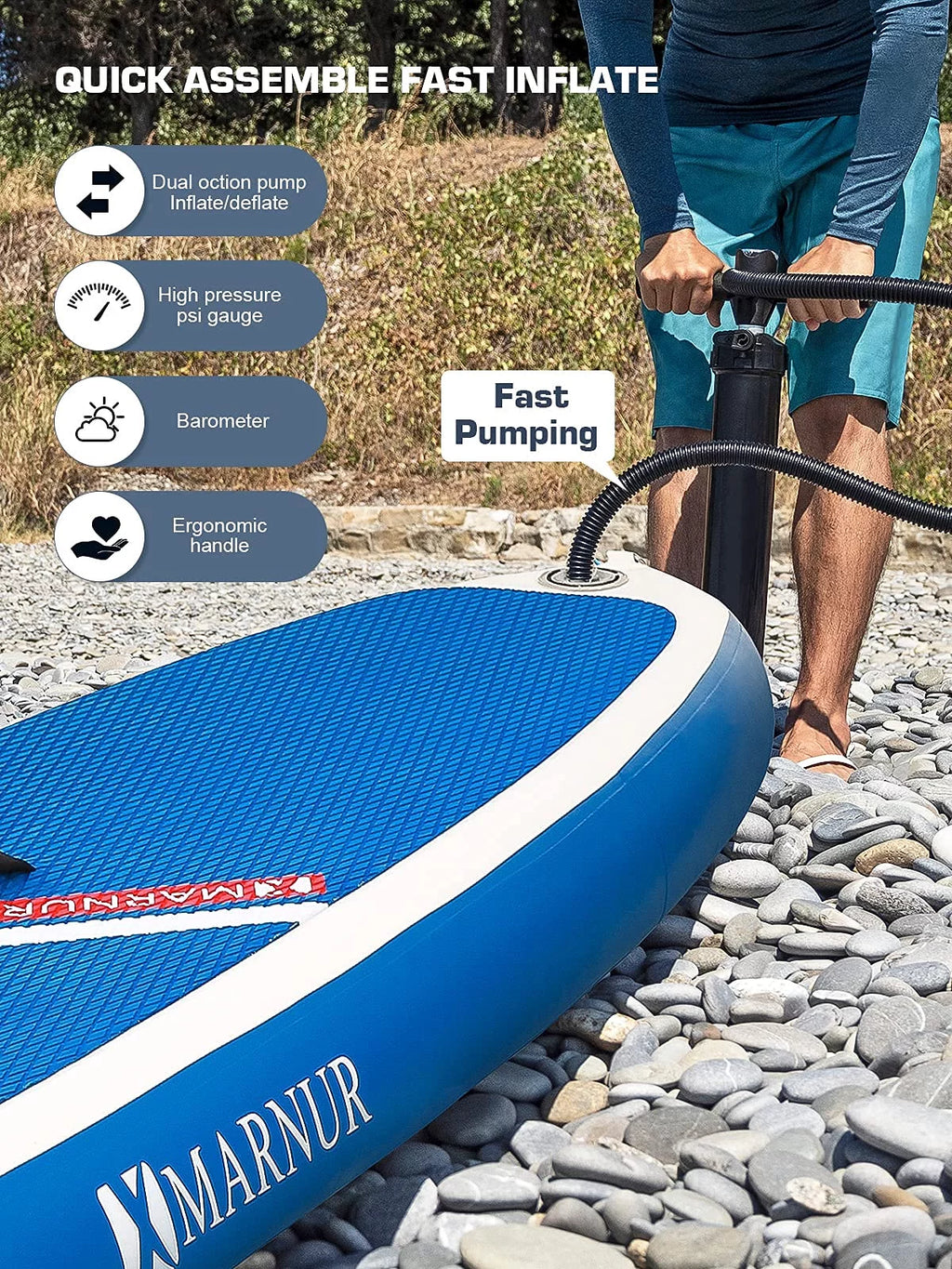 Inflatable Paddle Board with Non-Slip Deck and Pump Y380382