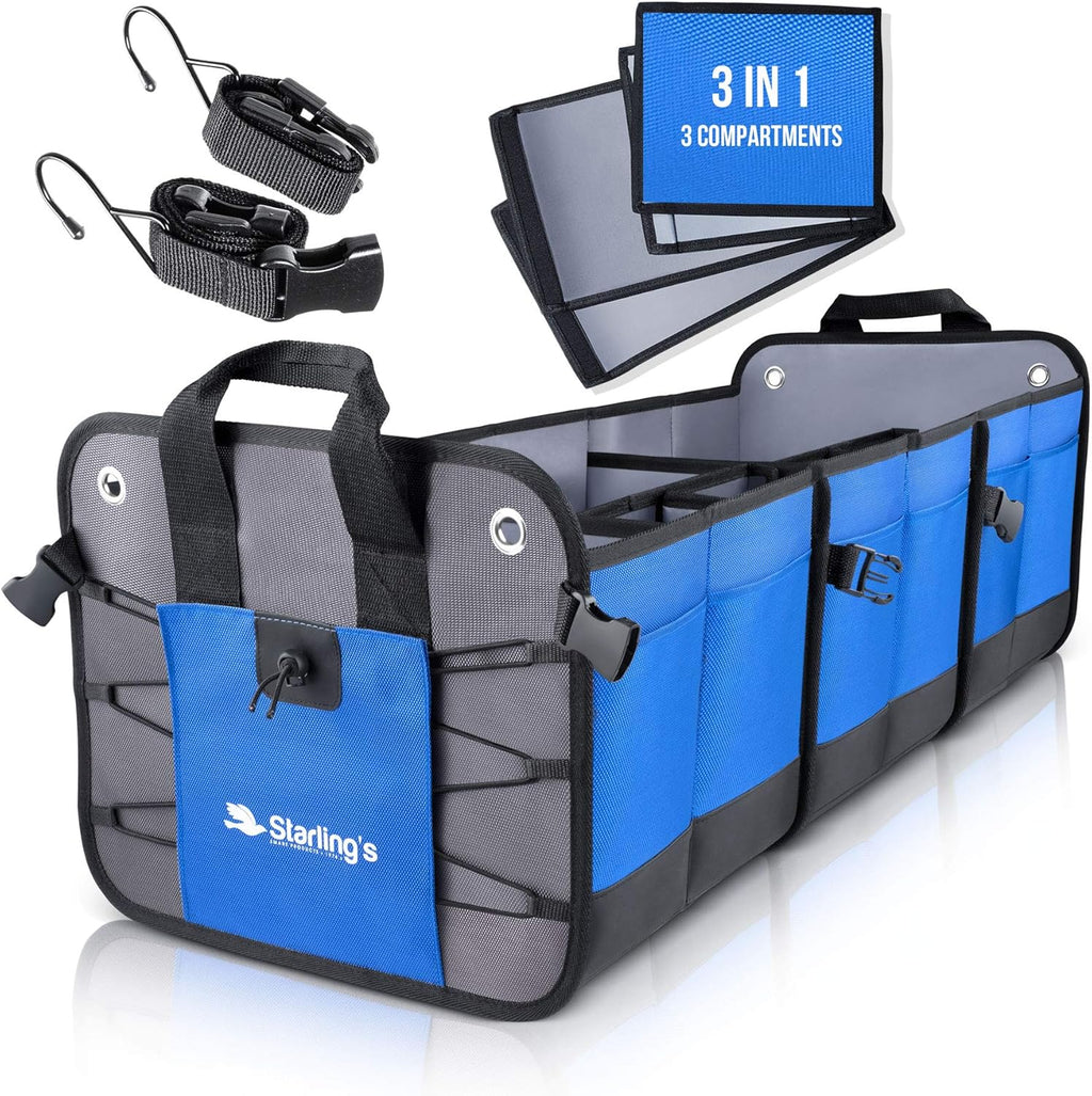 Car Trunk Organizer, 3 Compartments, Black F200996