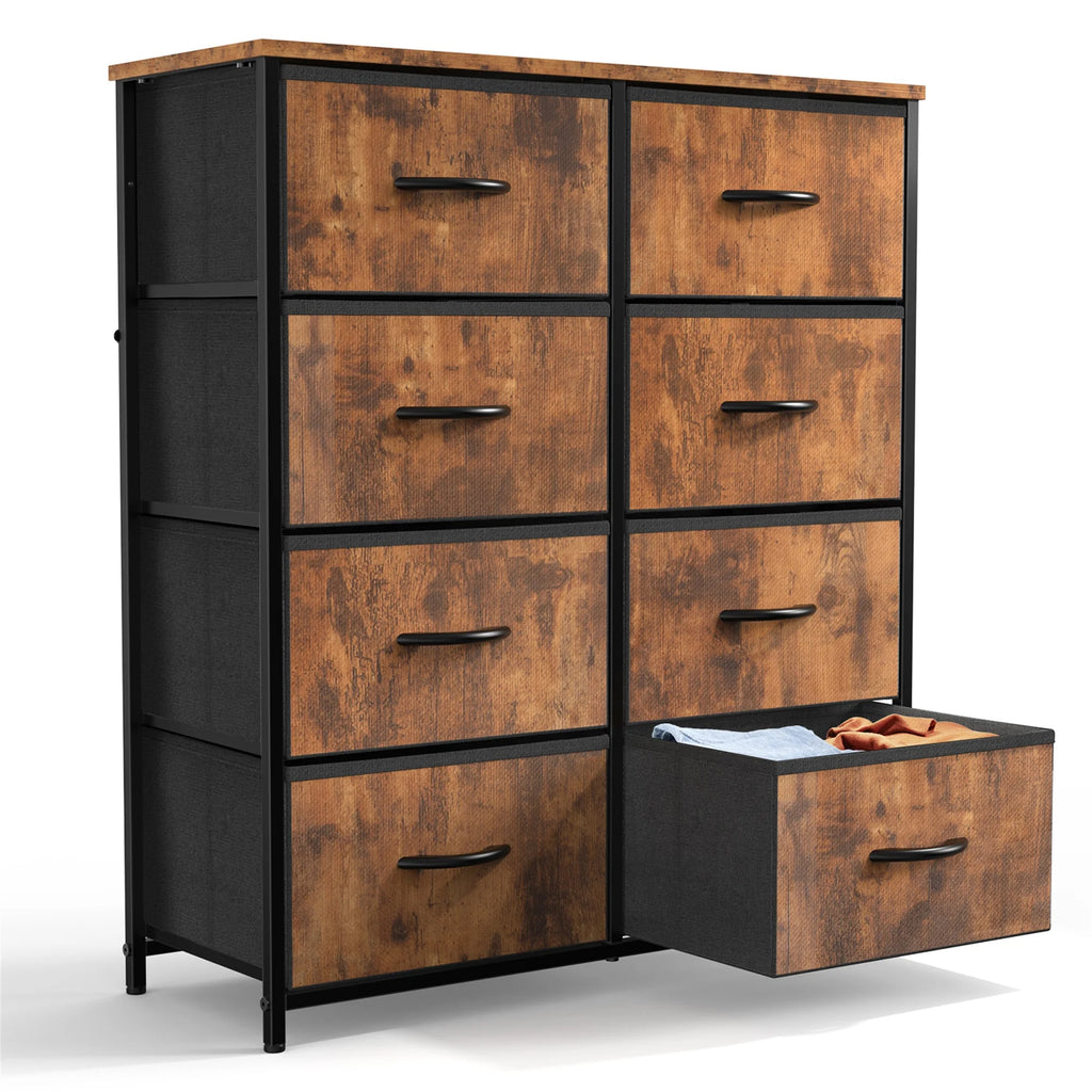 Brown 8 Fabric Drawer Dresser TV Stand M257