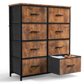 Brown 8 Fabric Drawer Dresser TV Stand M257