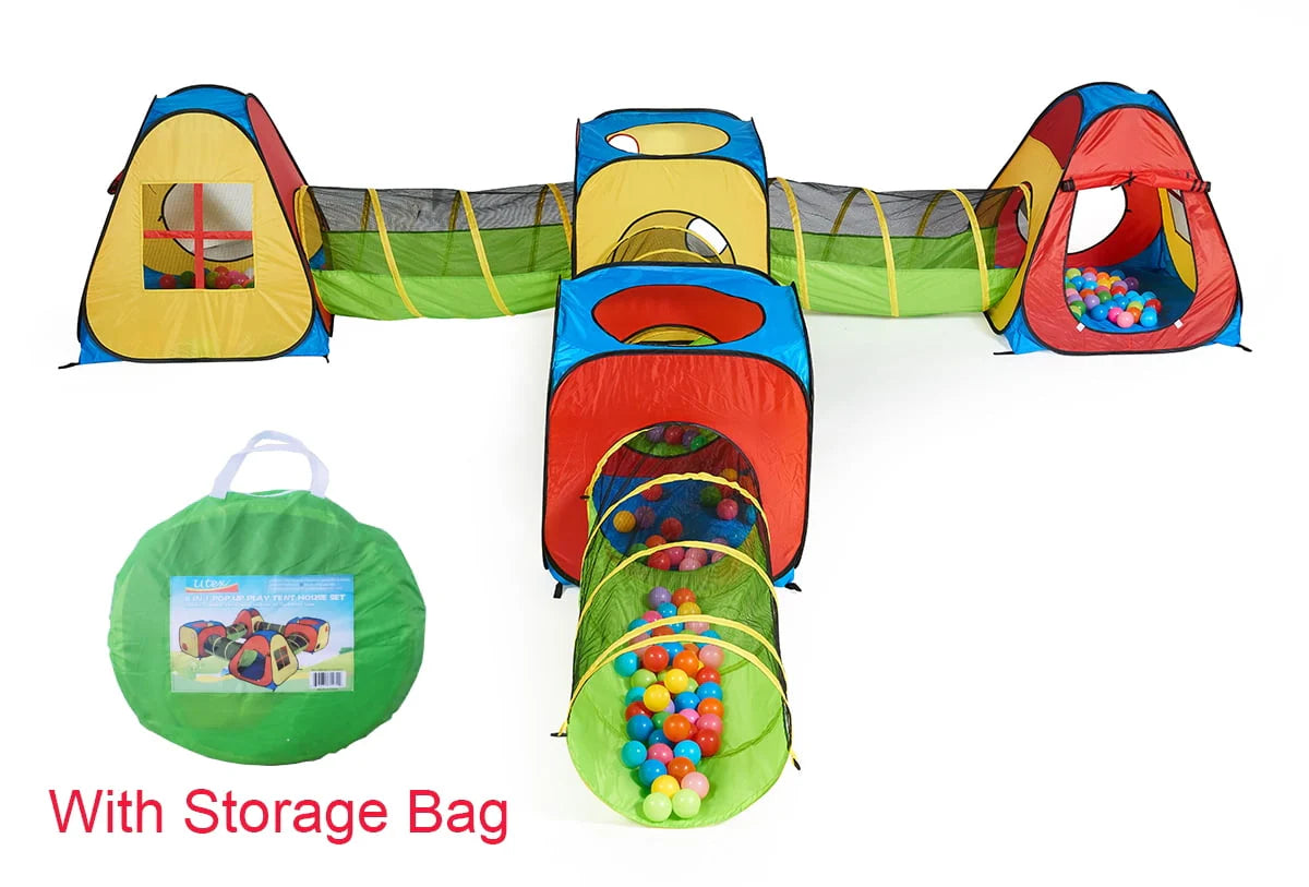 8 in 1 Pop Up Children Play Tent House with 4 Tunnel J30695
