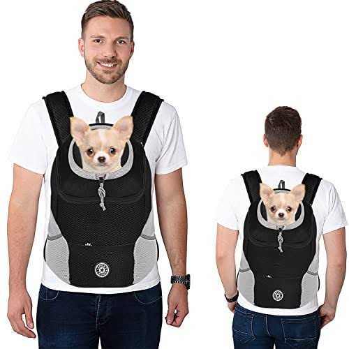 Dog Backpack Carrier Pet Carrier for Small Medium Dogs Breathable Adjustable with Safety Reflective Strips F378306