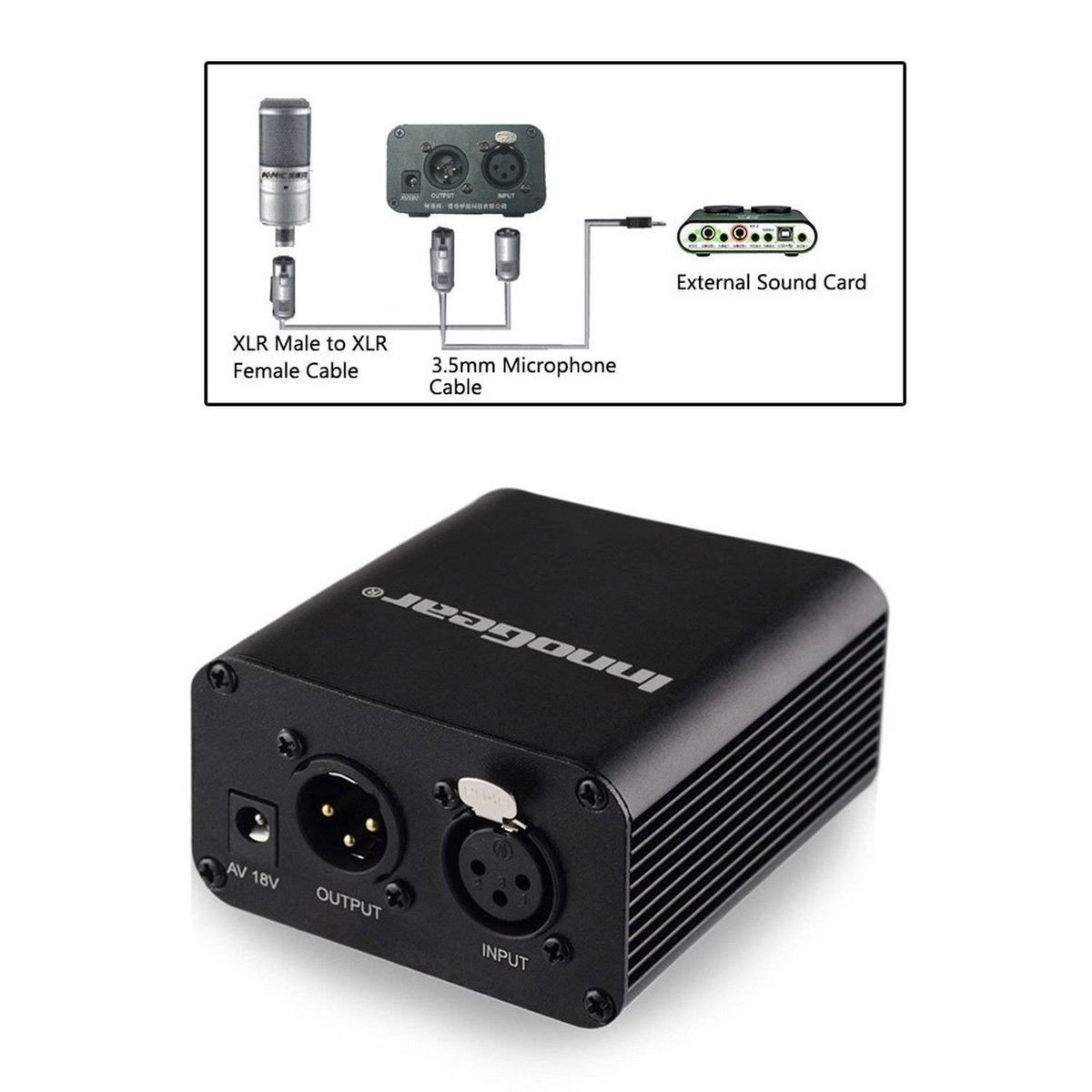 48V Phantom Power Supply with XLR Cable and Adapter H45796