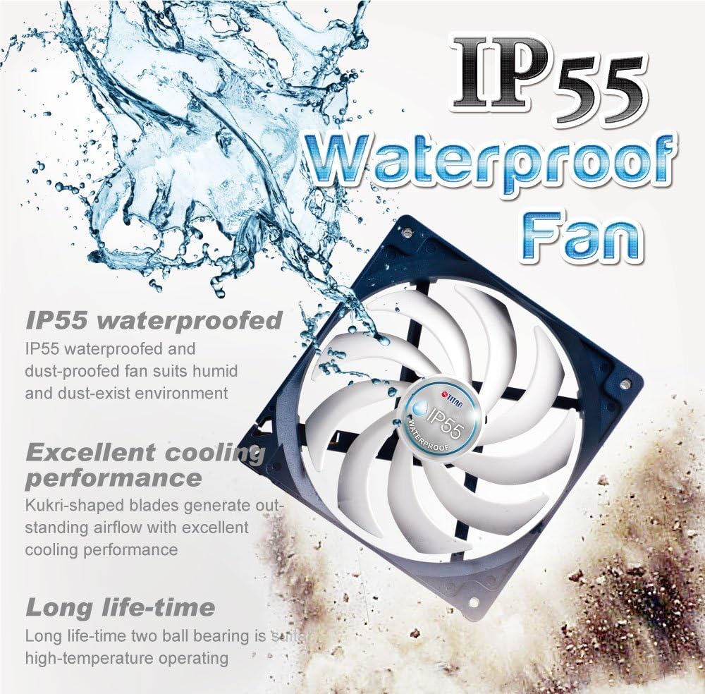 12V DC IP55 Waterproof Dustproof Cooling Fan 140mm 2 Pack E525