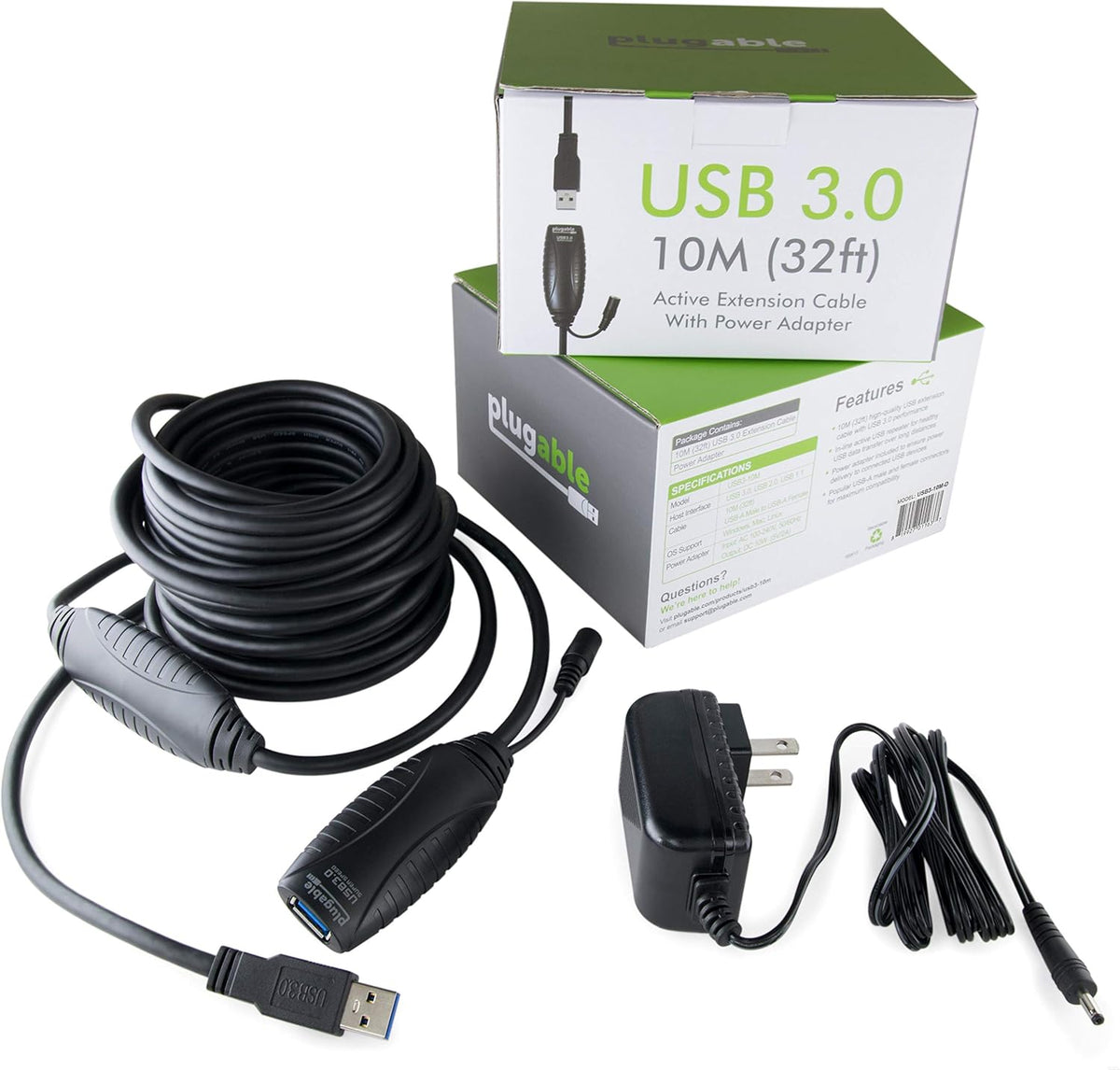 10 Meter USB 3.0 Active Extension Cable with AC Power Adapter X7075