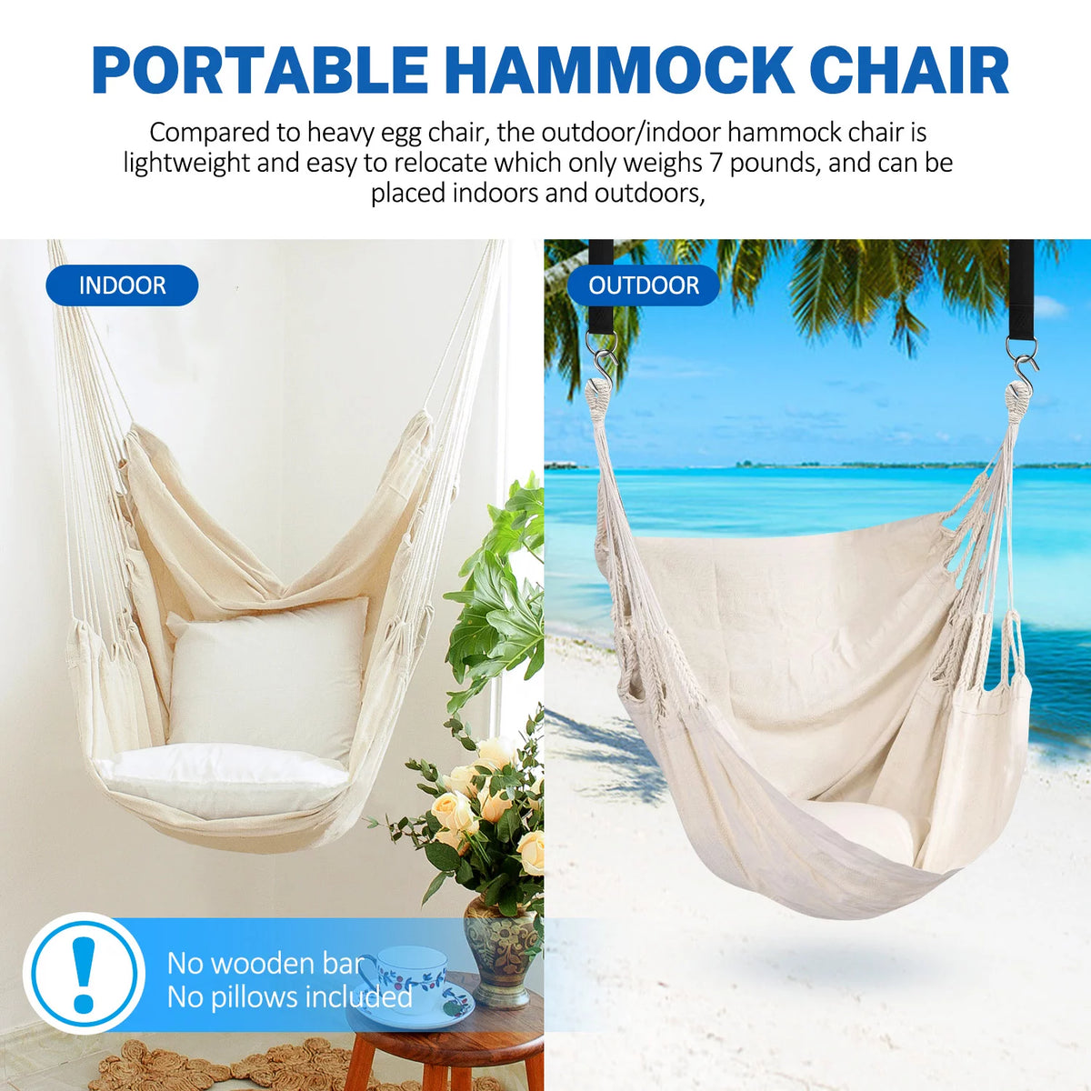 Hanging Rope Hammock Swing Chair with Pocket I10207