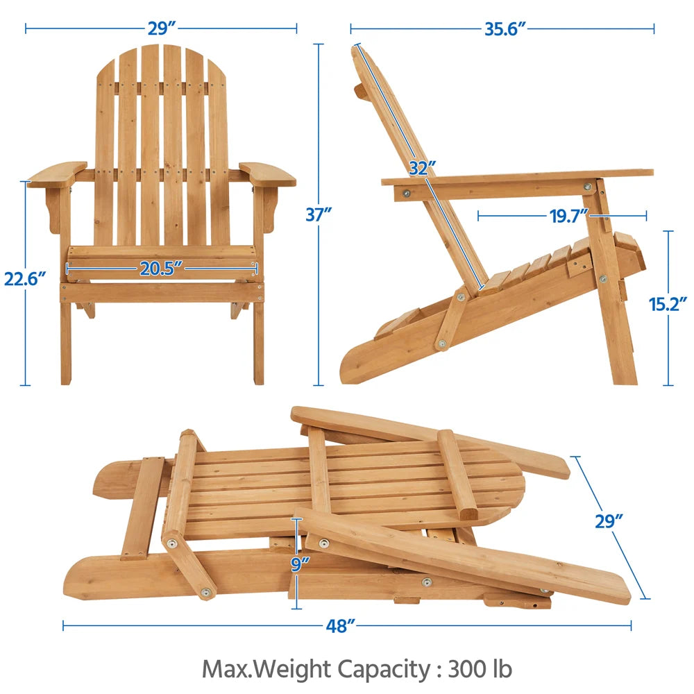 Solid Wood Folding Adirondack Chair E432
