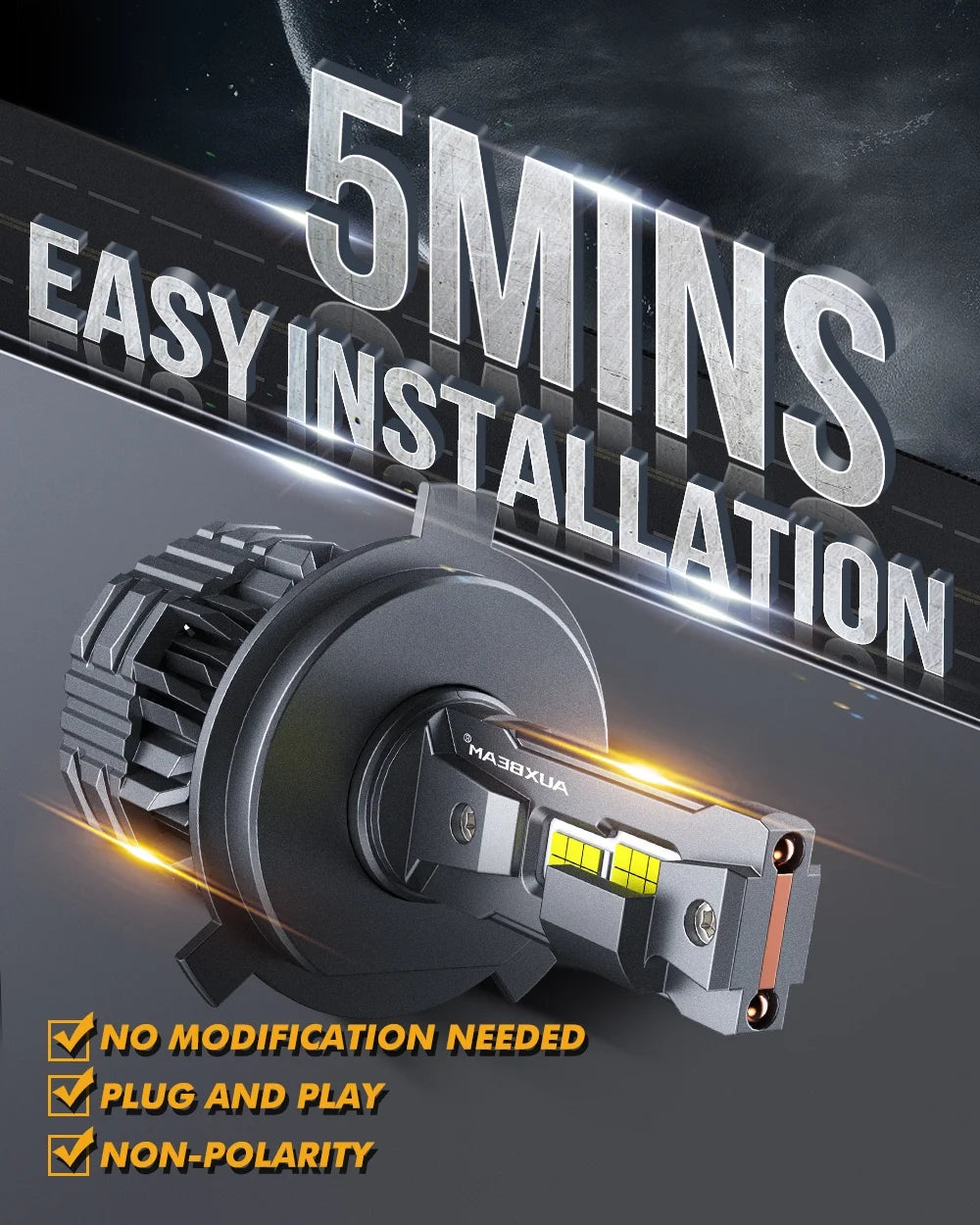 H4 LED Headlight Bulbs 6500K Cool White 2 Bulbs Y51736