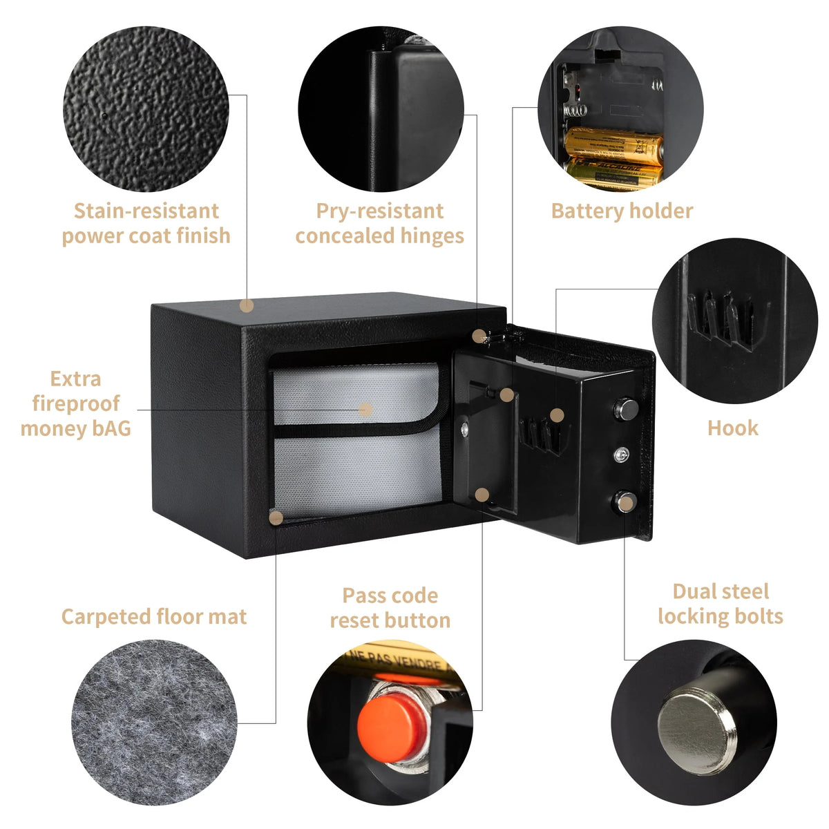 0.2 Cubic Feet Electronic Digital Steel Safe Box R83238
