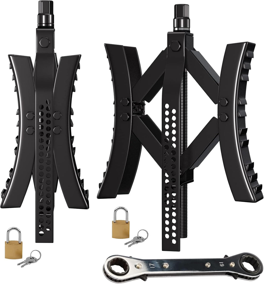 Black Metal Wheel Chock Stabilizer 2 Packs I4526